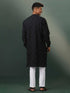 Vastramay Men's Black Hakooba Cotton Kurta With White Pant