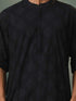 Vastramay Men's Black Hakooba Cotton Kurta With White Pant