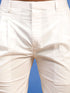 Vastramay Men's Cream Hakooba Cotton Kurta With White Pant