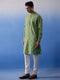 Vastramay Men's Green Hakooba Cotton Kurta With White Pant