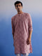 Vastramay Men's Pink Hakooba Cotton Kurta