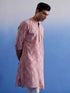 Vastramay Men's Pink Hakooba Cotton Kurta