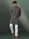 Vastramay Men's Black Jacquard Cotton Kurta Pyjama Set