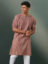 Vastramay Men's Multi Color Base Red Ajrakh Printed Kurta