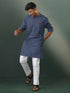 Vastramay Mens Navy Blue Striped Cotton Kurta Pyjama Set