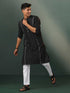 Vastramay Mens Black Jacquard Cotton Kurta Pyjama Set