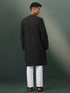 Vastramay Mens Black Jacquard Cotton Kurta Pyjama Set