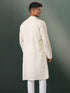 Vastramay Men's Cream Jacquard Cotton Kurta