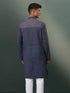 Vastramay Men's Navy Blue Striped Cotton Kurta