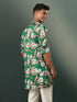 Vastramay Men's Green Floral Print Cotton Blend Kurta