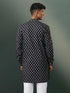 Vastramay Mens Black Printed Cotton Kurta Pyjama Set