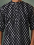 Vastramay Mens Black Printed Cotton Kurta Pyjama Set