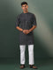 Vastramay Men's Black Color Printed Cotton Kurta and Pyjama Set