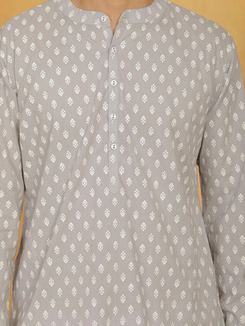 Vastramay Men's Gray Cotton Kurta