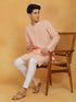 Vastramay Mens Peach Cotton Kurta