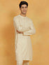 Vastramay Men's Cream Linen Cotton Kurta