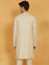 Vastramay Men's Cream Linen Cotton Kurta