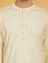 Vastramay Men's Cream Linen Cotton Kurta