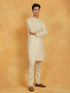 Vastramay Men's Cream Linen Cotton Kurta