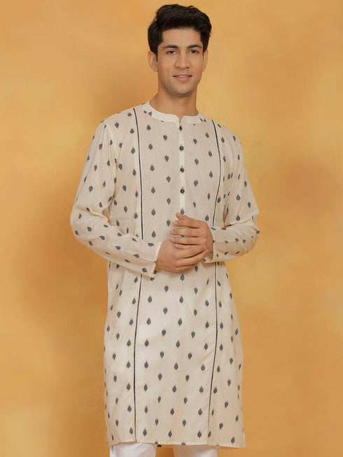 Vastramay Men's Cream Cotton Kurta