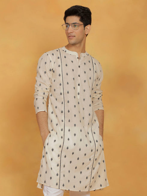 Vastramay Men's Cream Cotton Kurta