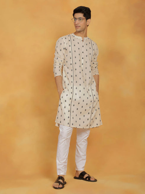 Vastramay Men's Cream Cotton Kurta