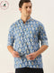 Vastramay Men's Aqua Blue Printed Embellished Shirt