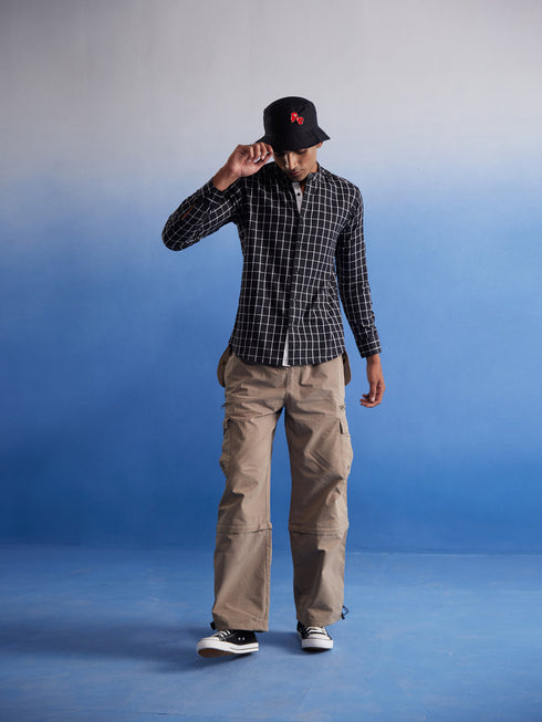 Vastramay Men's Black Checked Cotton Shirt