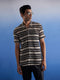 Vastramay Men's Beige And Black Knitted Shirt