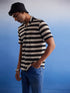Vastramay Men's Beige And Black Knitted Shirt