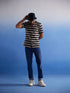 Vastramay Men's Beige And Black Knitted Shirt