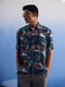 Vastramay Men's Turquoise Printed Cotton Blend Shirt