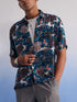 Vastramay Men's Turquoise Printed Cotton Blend Shirt