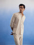 Vastramay Men's Cream Pure Cotton Plain Shirt
