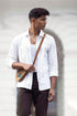 Vastramay Men's White Chikankari Cotton Shirt