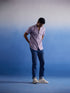 Vastramay Men's Purple Striped Woven Cotton Shirt