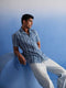 Vastramay Men's Blue Striped Shirt