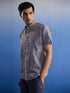 Vastramay Men's Grey Booti Jacquard Cotton Shirt