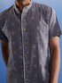 Vastramay Men's Grey Booti Jacquard Cotton Shirt