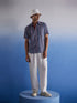 Vastramay Men's Aqua Printed Cotton Shirt