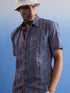 Vastramay Men's Aqua Printed Cotton Shirt