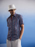 Vastramay Men's Aqua Printed Cotton Shirt
