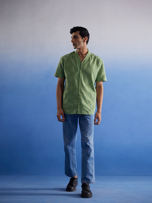 Vastramay Men's Green Hakooba Shirt