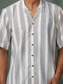 Vastramay Men's Black Knitted Cotton Blend Stripes Shirt