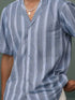 Vastramay Men's Blue Knitted Cotton Blend Stripes Shirt