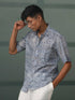 Vastramay Men's Grey Cotton Blend Foil Printed Shirt