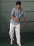 Vastramay Men's Grey Cotton Blend Foil Printed Shirt