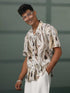 Vastramay Men's Multi-Color Base Cream Marble Print Cotton Shirt
