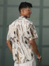 Vastramay Men's Multi-Color Base Cream Marble Print Cotton Shirt