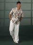 Vastramay Men's Multi-Color Base Cream Marble Print Cotton Shirt